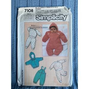 Simplicity 7108 pattern Baby top pants jacket snow suit overalls size NB-18mo